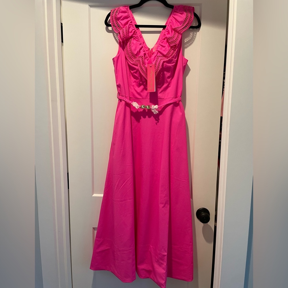 NWT. LILLY PULITZER Carine Stretch Midi Dress. Size 6.